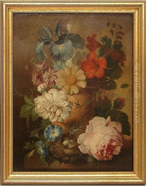 Still Life With Flowers And Insects Oil Painting by Jan Evert Morel the Elder