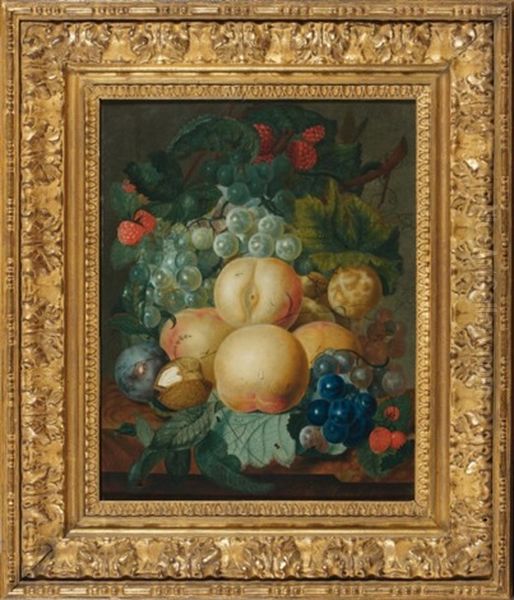 Nature Morte Aux Pommes, Raisins, Prunes Et Noix Oil Painting by Jan Evert Morel the Elder