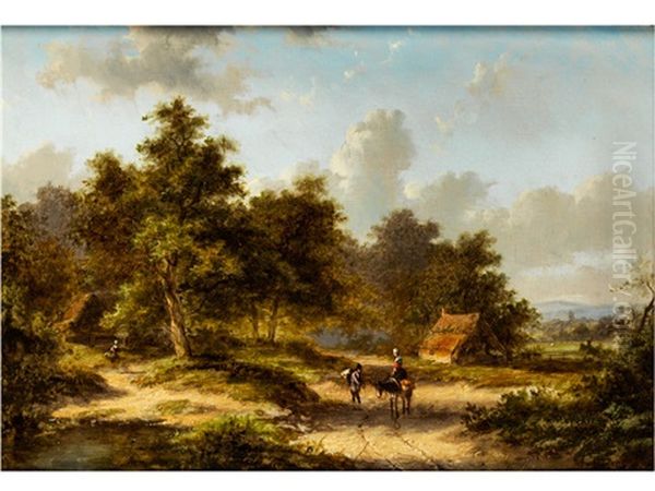 Sommerlandschaft Mit Figuren Auf Einem Weg Oil Painting by Jan Evert Morel the Younger