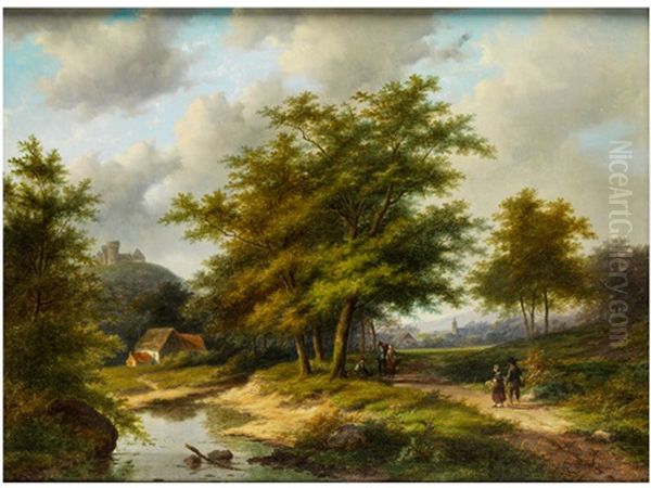 Sommerliche Landschaft Mit Wandernden Oil Painting by Jan Evert Morel the Younger