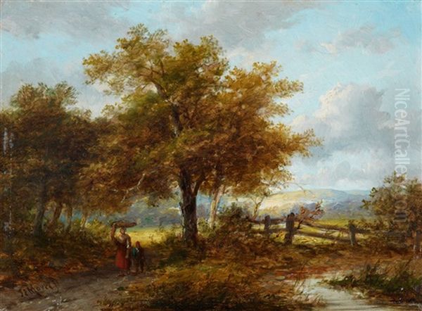 Two Landscapes Oil Painting by Jan Evert Morel the Younger