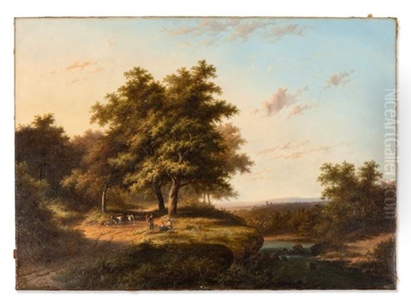 Wooded River Landscape by Jan Evert Morel the Younger