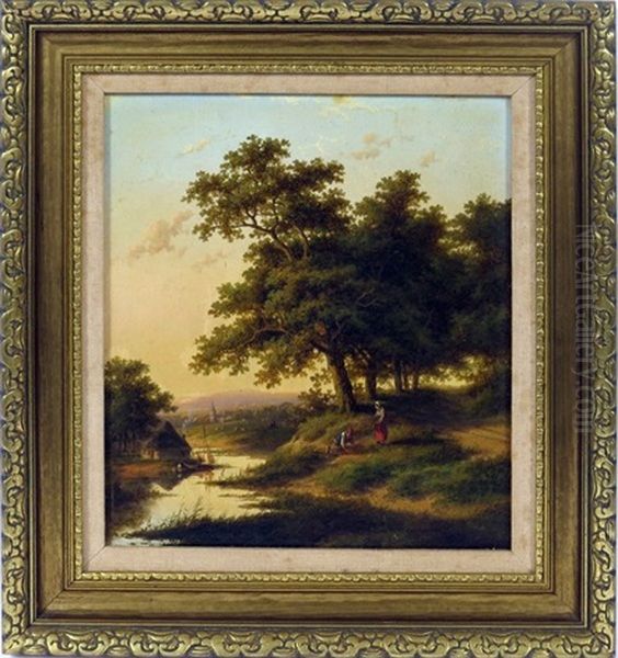 River Landscape Oil Painting by Jan Evert Morel the Younger