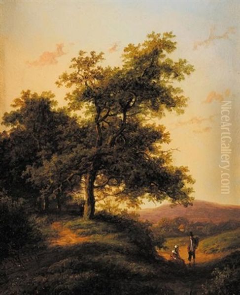 Couple En Foret Oil Painting by Jan Evert Morel the Younger