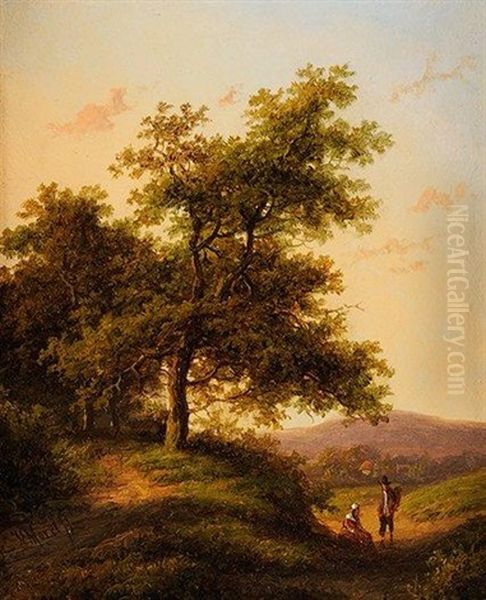 Couple En Foret Oil Painting by Jan Evert Morel the Younger