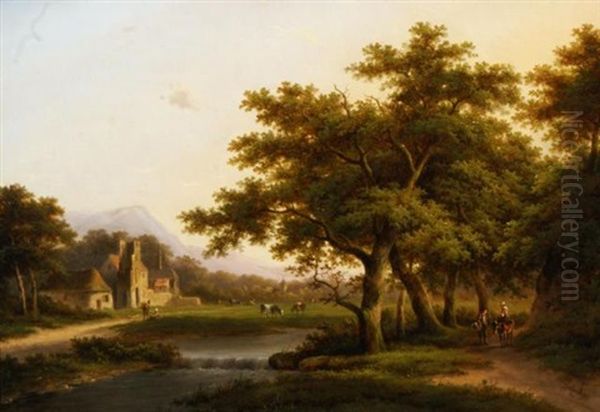 Hollands Landschap Met Wandelaars Oil Painting by Jan Evert Morel the Younger