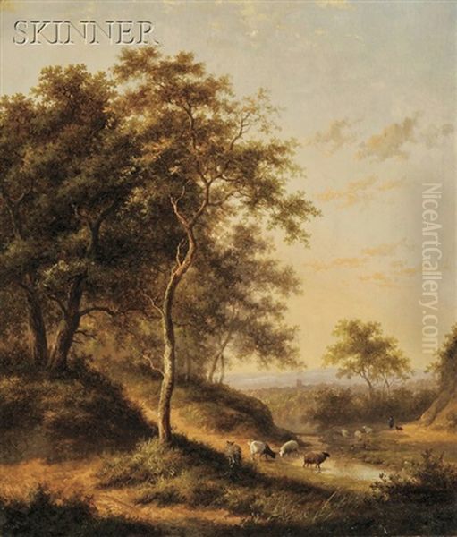 Shepherd Tending His Flock Oil Painting by Jan Evert Morel the Younger