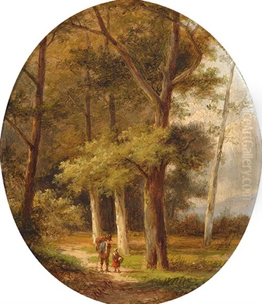 Resting In The Forest (+ The Walk; 2 Works) Oil Painting by Jan Evert Morel the Younger