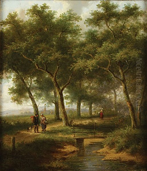 Landschap Met Personages Oil Painting by Jan Evert Morel the Younger