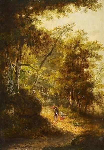 Waldlandschaft Mit Reisigsammlern Oil Painting by Jan Evert Morel the Younger