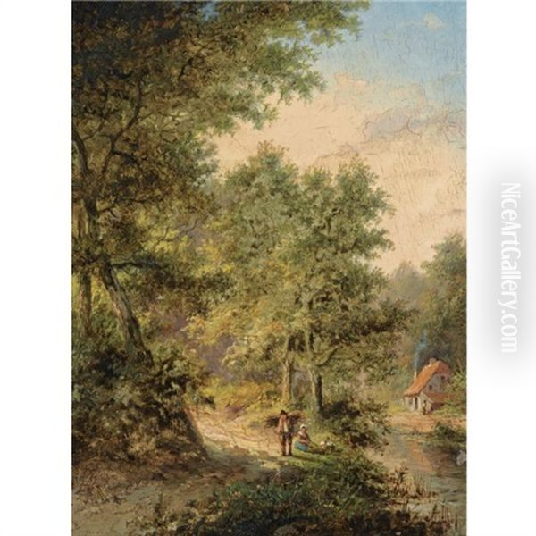 Travellers On A Forest Path Oil Painting by Jan Evert Morel the Younger