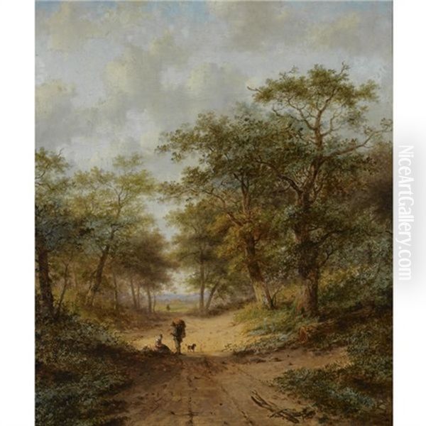 Travellers On A Country Road Oil Painting by Jan Evert Morel the Younger