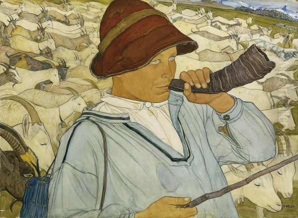 Jeune Chevrier Unten Rechts Oil Painting by Ernest Bieler