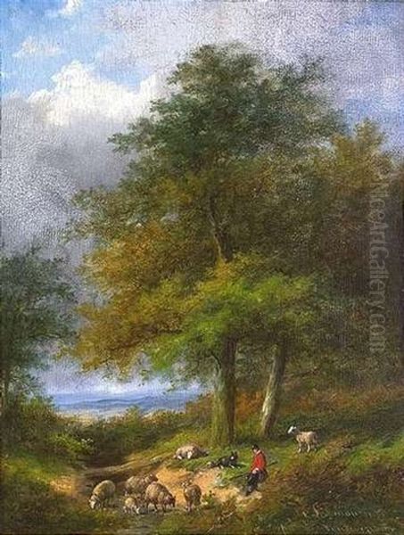 Sommerliche Landschaft Mit Schafhirte Oil Painting by Jan Evert Morel the Younger