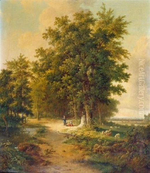 Landscape With Peasants Oil Painting by Jan Evert Morel the Younger