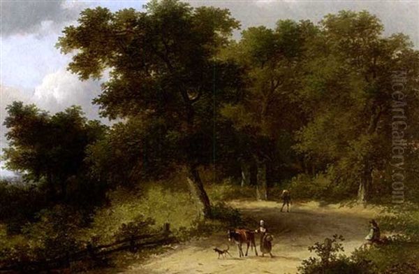 Travellers On A Country Road Oil Painting by Jan Evert Morel the Younger