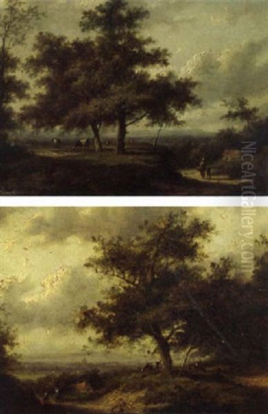 Forest Landscapes With Peasants On A Sandy Track Oil Painting by Jan Evert Morel the Younger