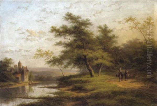 Landschaft Mit Figurlicher Staffage Oil Painting by Jan Evert Morel the Younger