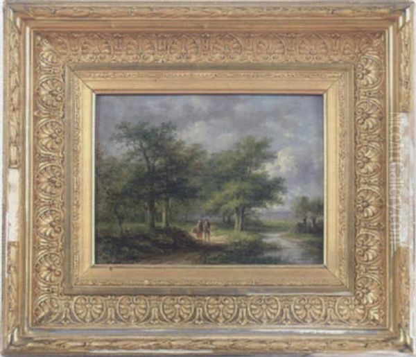 Vandrare I Solig Skogsdunge Oil Painting by Jan Evert Morel the Younger