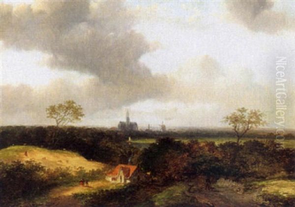 A View Of Haarlem Oil Painting by Jan Evert Morel the Younger