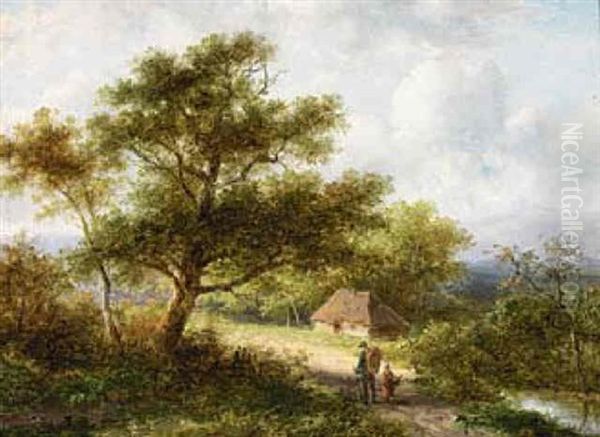 A Summer Landscape Near Bloemendaal Oil Painting by Jan Evert Morel the Younger