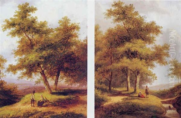 Travelers Resting Along A Wooded Path Oil Painting by Jan Evert Morel the Younger