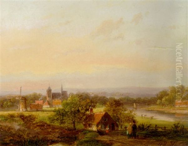 Panoramic Landscape Oil Painting by Jan Evert Morel the Younger