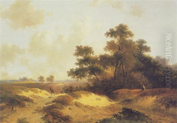 Figures In A Summer Landscape Oil Painting by Jan Evert Morel the Younger