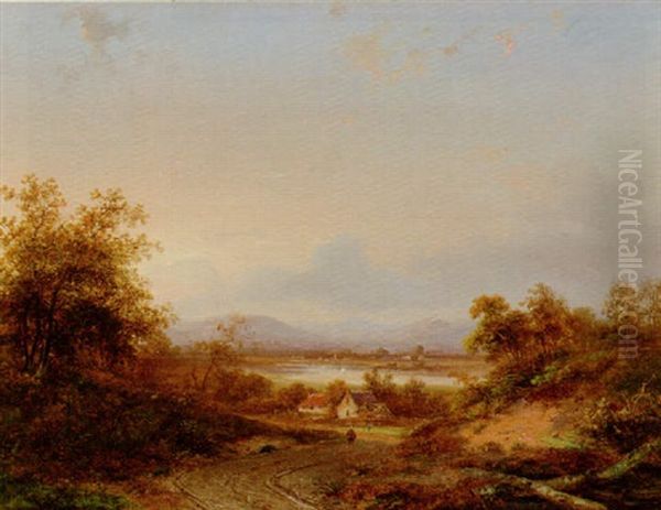 An Extensive Landscape At Dusk Oil Painting by Jan Evert Morel the Younger