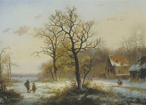 Winter Landscape Oil Painting by Jan Evert Morel the Younger