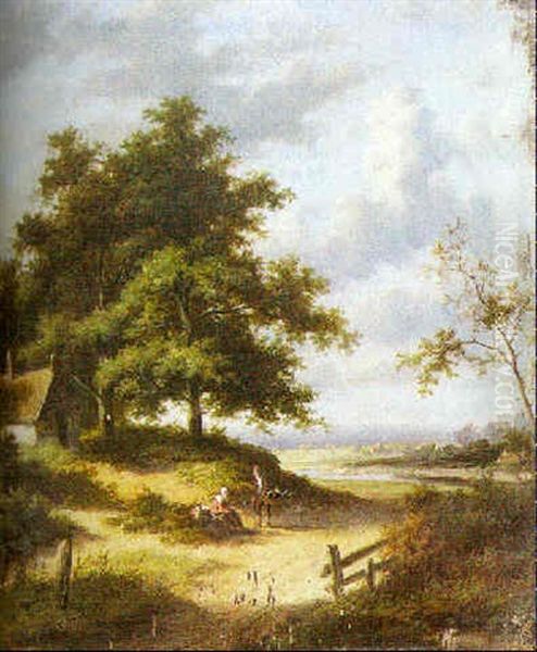 Travellers On A Path Oil Painting by Jan Evert Morel the Younger