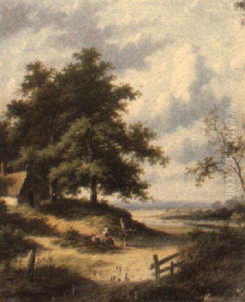 Travellers On A Path Oil Painting by Jan Evert Morel the Younger