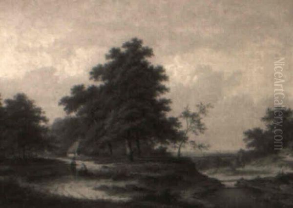 Resting Travellers In A Wooded Landscape by Jan Evert Morel the Younger