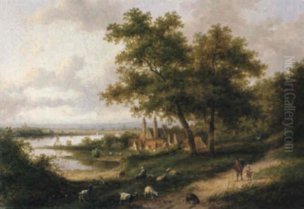 Hollandische Flusslandschaft Oil Painting by Jan Evert Morel the Younger