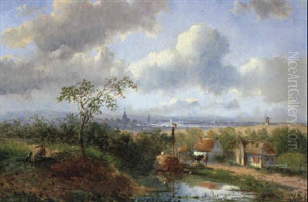 Bauern Am Kanal Oil Painting by Jan Evert Morel the Younger