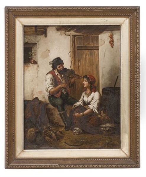 Gitanos Oil Painting by Francois (Francesco Morelli) Morel