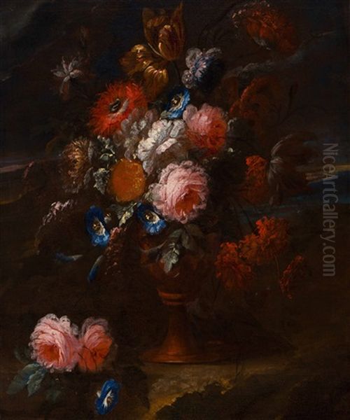 Still Life Of Flowers Oil Painting by Jean-Baptiste Morel