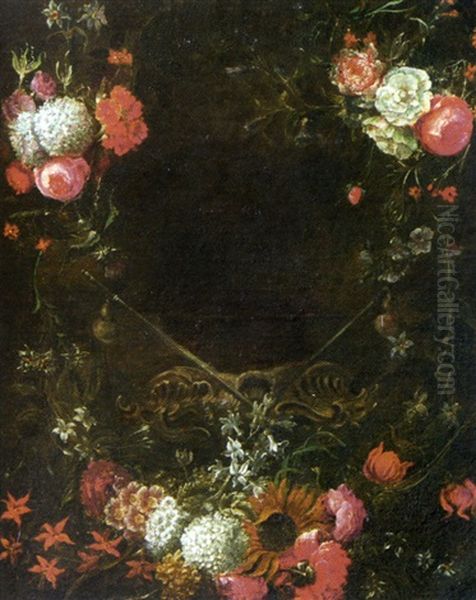 Guirlande De Fleurs Oil Painting by Jean-Baptiste Morel