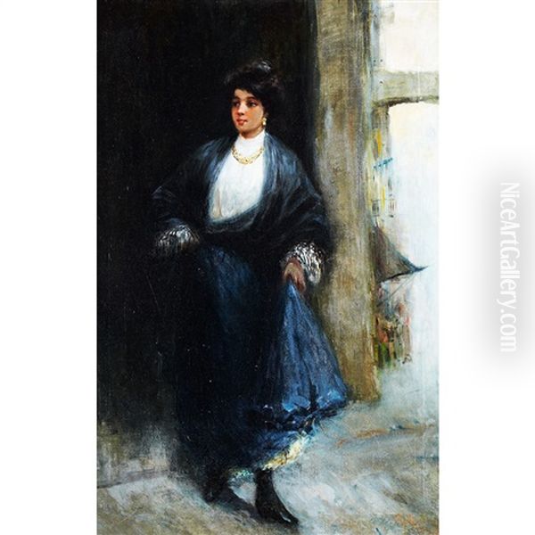 Senora Napoletano Oil Painting by Domenico Morelli