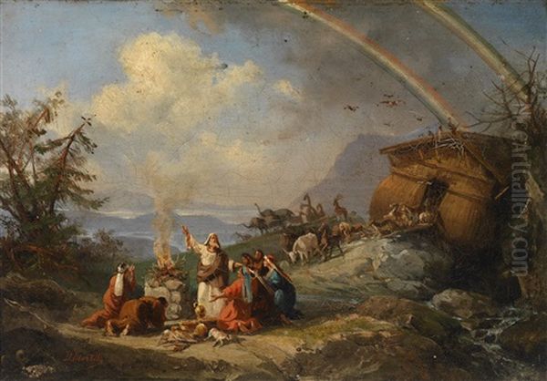 Dankgebet Nach Verlassen Der Arche Noah Oil Painting by Domenico Morelli