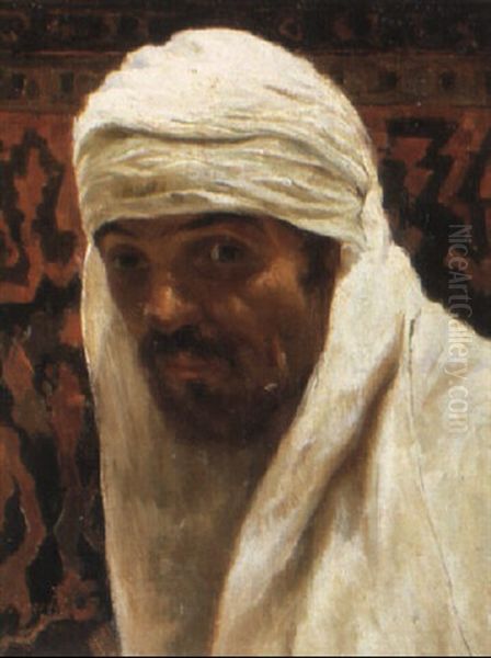 Portrait Of An Arab Oil Painting by Domenico Morelli