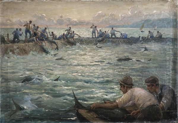 La Pesca Del Tonno In Sicilia Oil Painting by Federico Morello