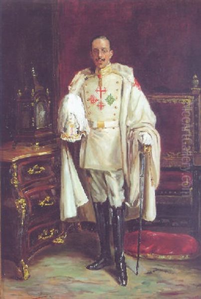 Alfonso Xiii; Gran Maestro De Las Ordenes Militares Oil Painting by Jose Moreno Carbonero