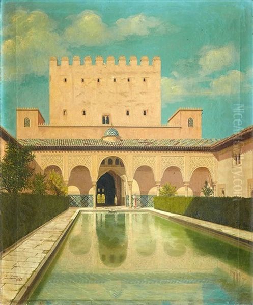 Palacio De Comares En La Alhambra Oil Painting by Matias Moreno