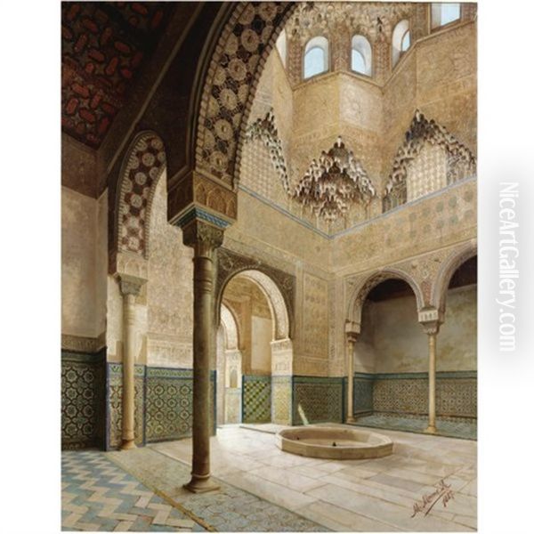 Moorish Interior Oil Painting by Matias Moreno