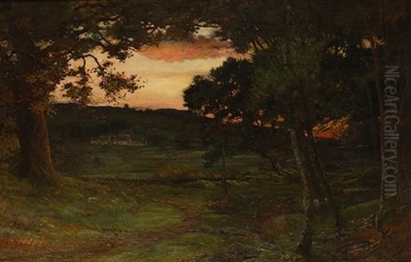 Paisaje Al Atardecer Oil Painting by Jaime Morera i Galicia