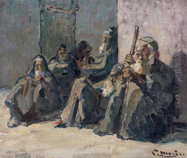 Mendiants Juifs A Marrakech Oil Painting by Louis Morere