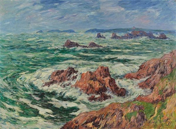 Pointe Rocheuse, Finistere Oil Painting by Henry Moret