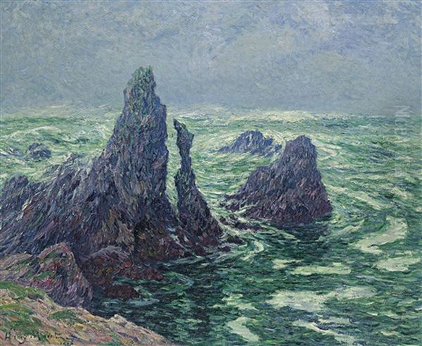 Les Aiguilles Du Port-cotom A Belle-ile Oil Painting by Henry Moret