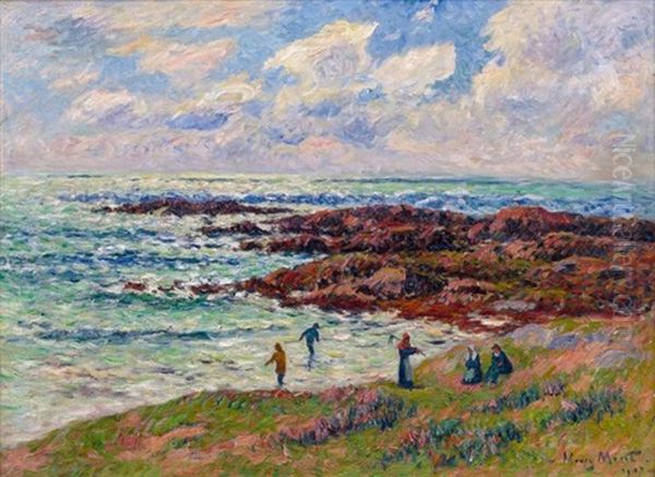 La Recolte Des Goemons A Nevez Oil Painting by Henry Moret